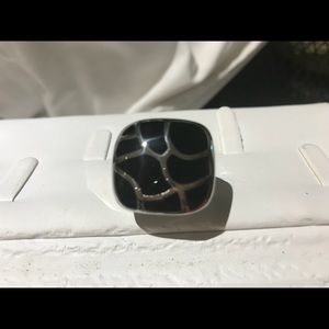 Silver and black ring